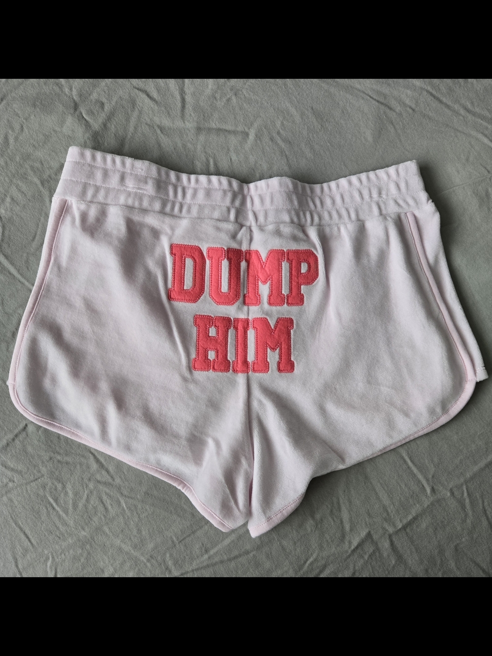 Juicy Couture Velour 'DUMP HIM' Scalloped Shorts In Soft Glow Pink M